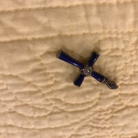 Sterling Silver and Blue Cross - Picture 2 of 2